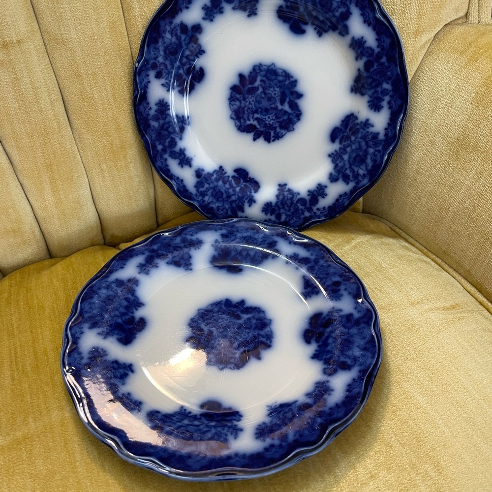 Elegant Flow Blue Floral Dinner Plates-set of 2